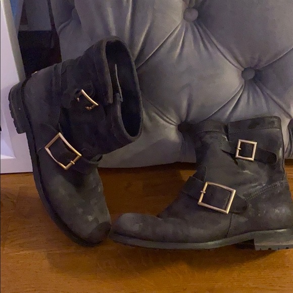 Jimmy Choo Youth tactile suede leather biker boots - Picture 2 of 8